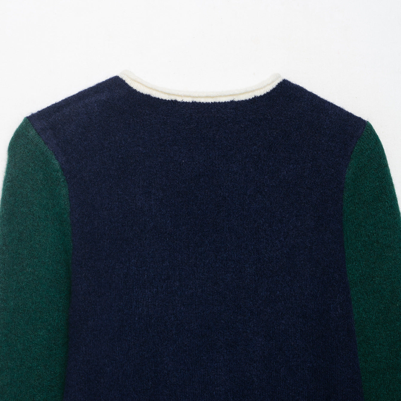 Women's Cozy Color Block Sweater with Round Neckline and Contrast Sleeves Chichicherry