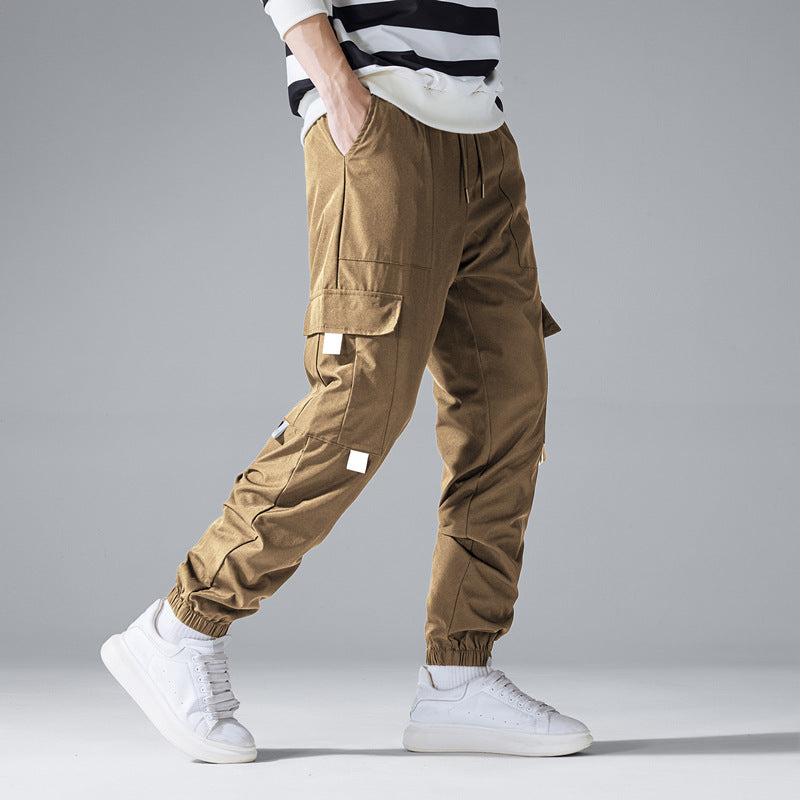 Men's Technical Utility Cargo Pants in Jogger Style with Drawstring & Elastic Ankle Cuffs Chichicherry