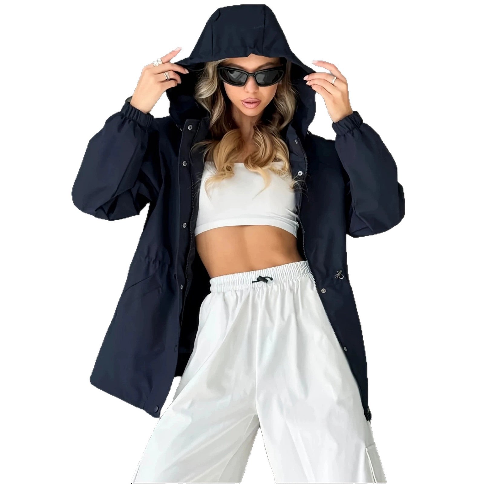 Women's hooded parka with waist drawstring and wind-resistant outer shell Chichicherry