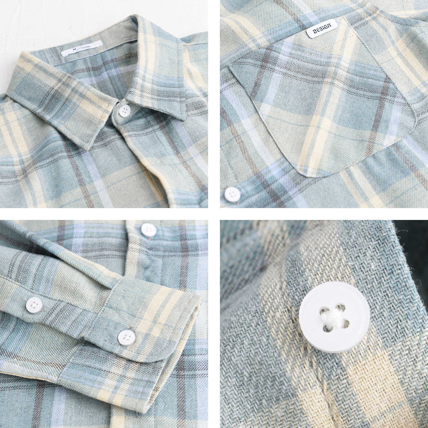 Men's Checked Lightweight Flannel Overshirt with Chest Pocket and Relaxed Fit Chichicherry