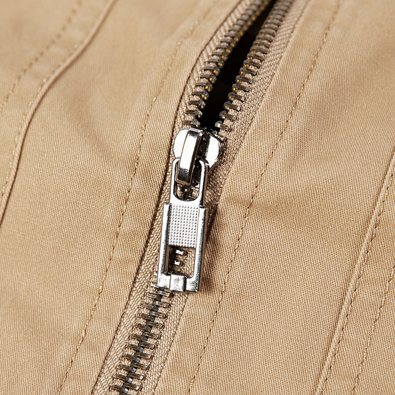 Men's Lightweight Canvas Bomber Jacket with Checked Lining Chichicherry