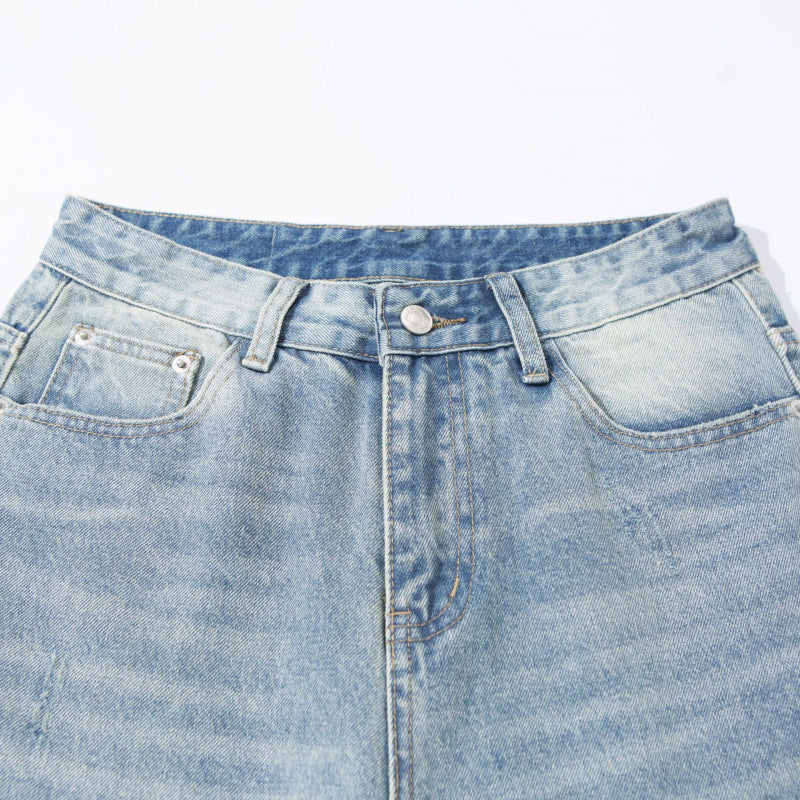 Women High Waist Wide Cut Straight Jeans made from Vintage Denim Chichicherry