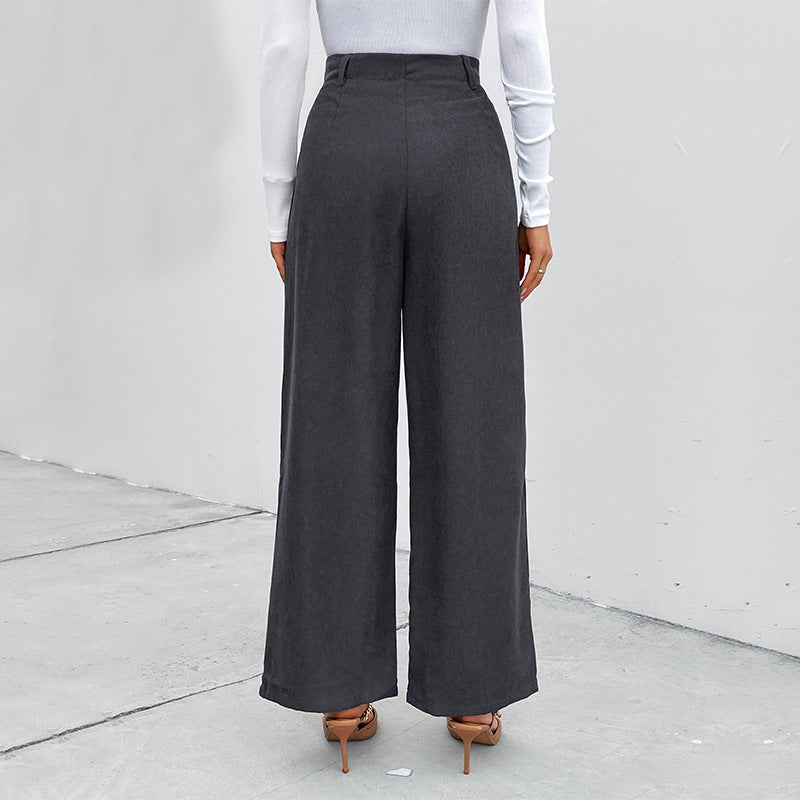 Women's wide corduroy pants with high waist, patch pockets, and wide legs Chichicherry