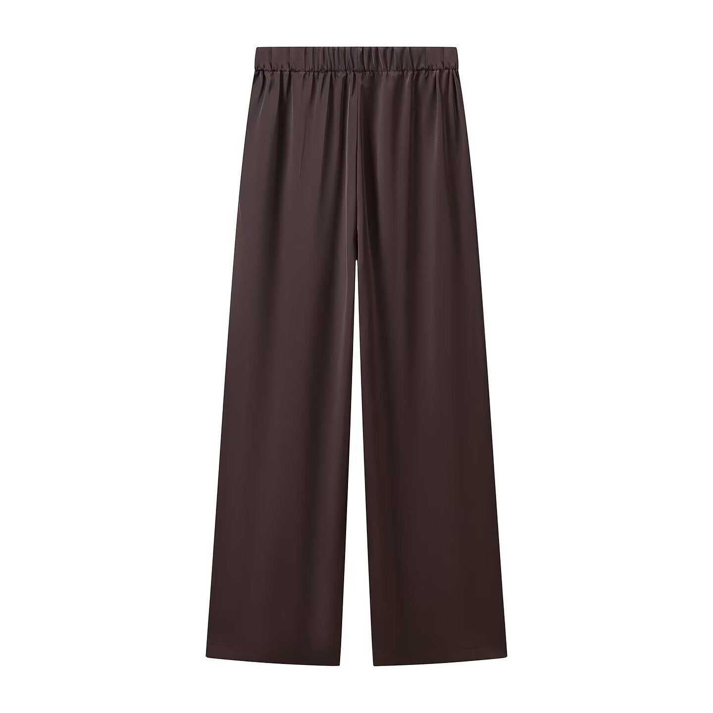Women's Wide Palazzo Pants with Elastic Waistband and Flowing Satin Look Chichicherry