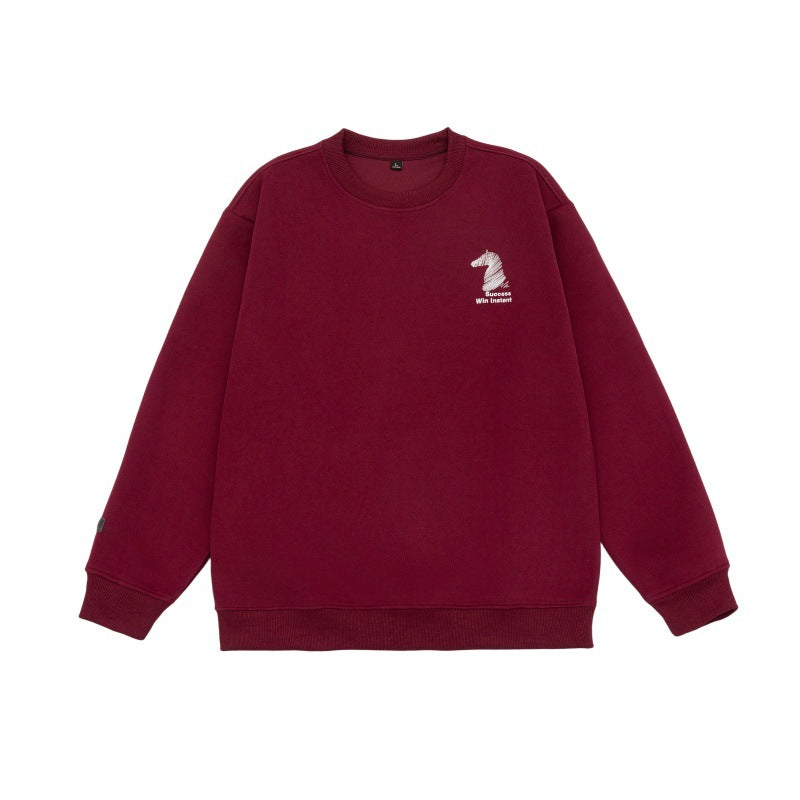 Unisex Oversize Sweatshirt with embroidered chess knight logo and ribbed cuffs Chichicherry