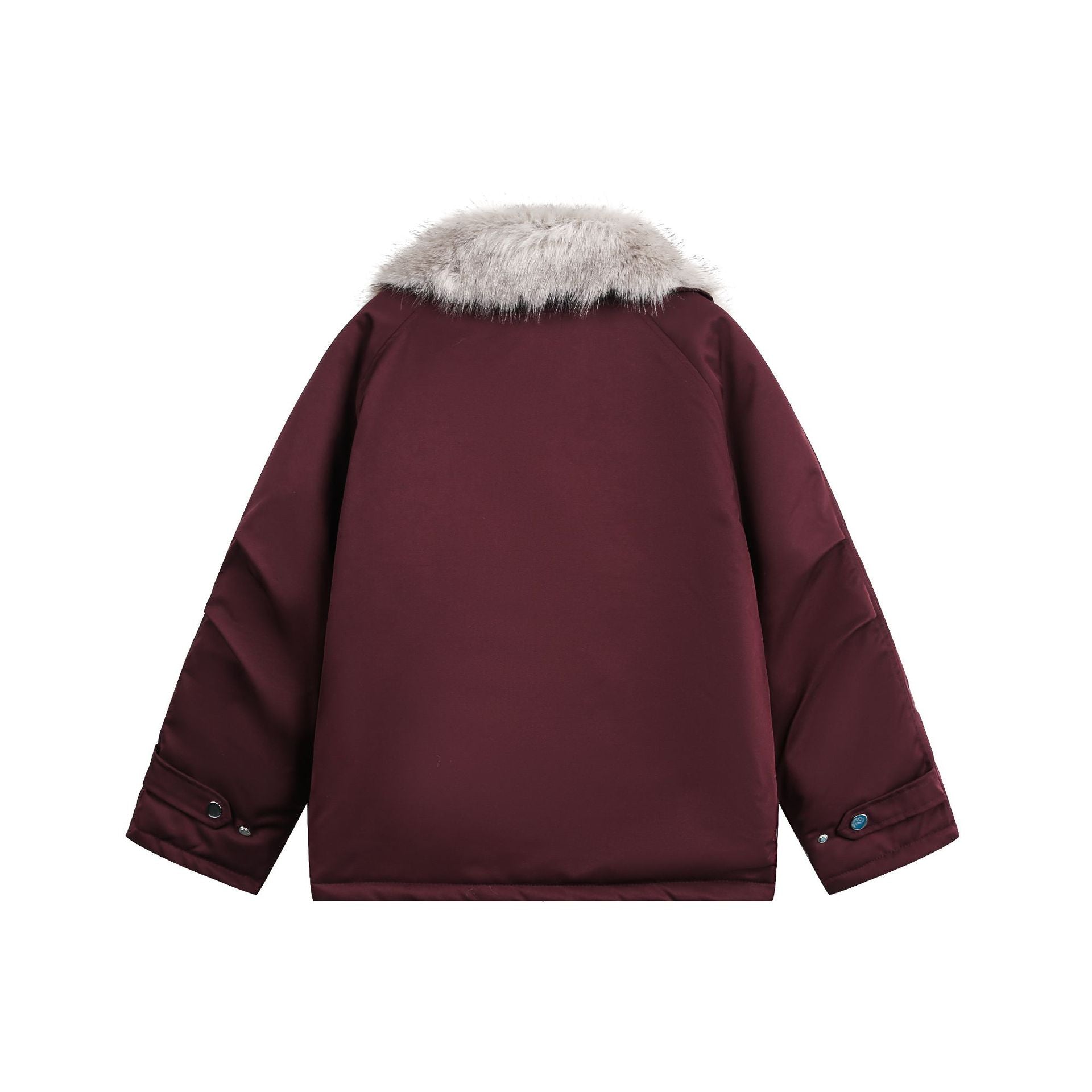 Women's Padded Short Parka with Faux Fur Collar and Asymmetrical Zipper