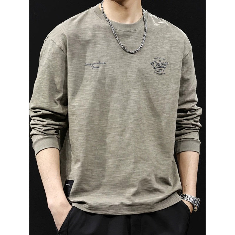 Herren Langarmshirt aus Baumwollmix mit subtiler Waschstruktur und Rundhalsausschnitt Chichicherry
