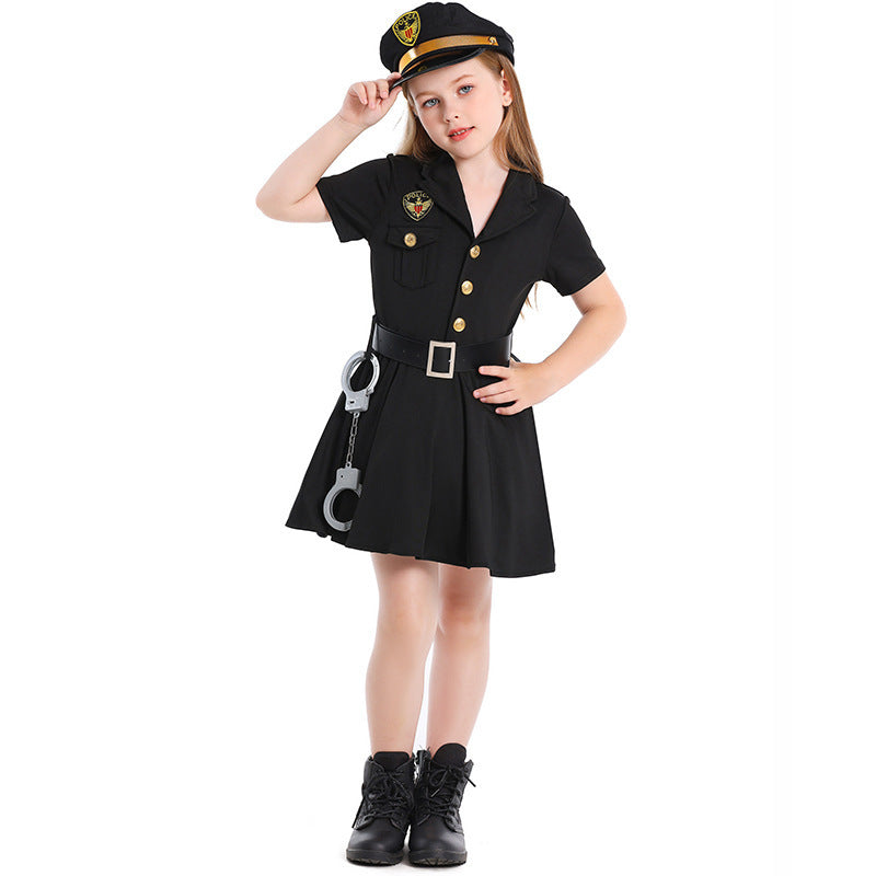Girl Police Costume with Skirt and Hat Chichicherry