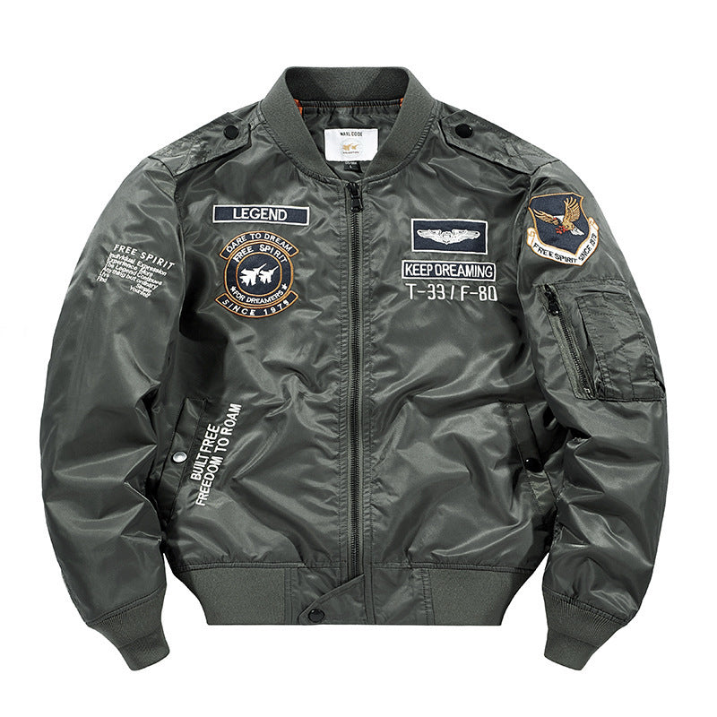 Men's bomber jacket pilot jacket with embroidered pilot appliqués and wind-resistant nylon Chichicherry