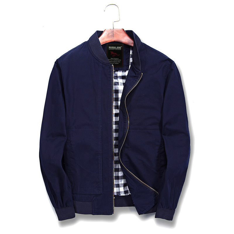 Men's Lightweight Canvas Bomber Jacket with Checked Lining Chichicherry