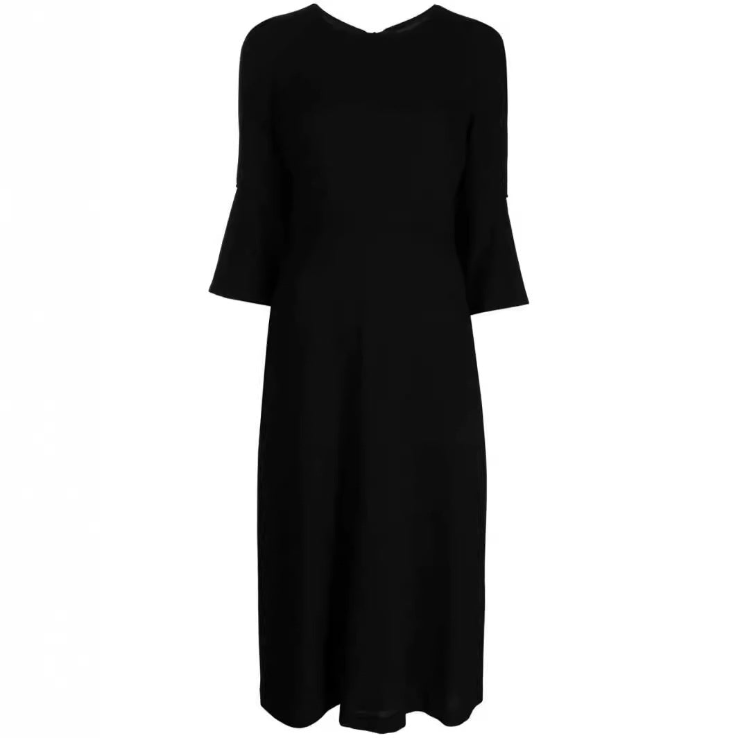 Women's midi dress with fitted silhouette and trumpet sleeves Chichicherry