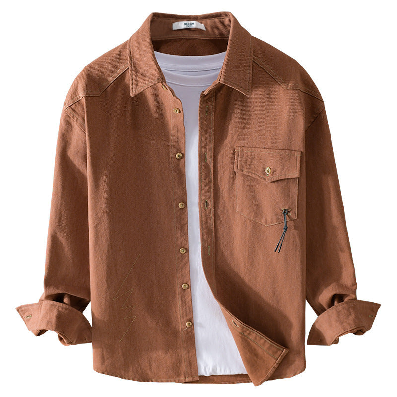 Men's Relaxed Overshirt made of cotton twill with applied breast pocket Chichicherry