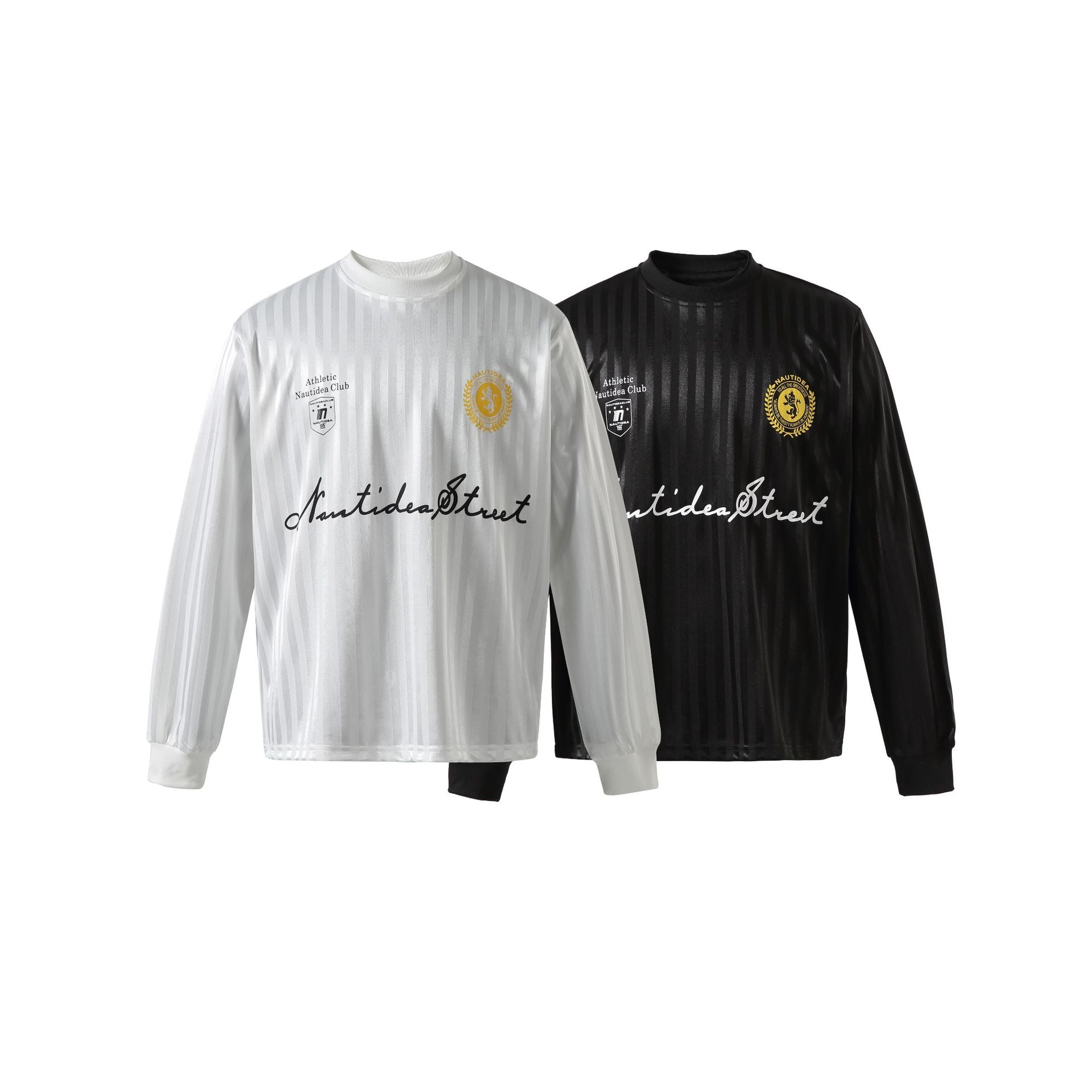 Unisex Long Sleeve Sports Jersey in Retro Football Style with Stand-up Collar and Striped Jacquard Structure Chichicherry