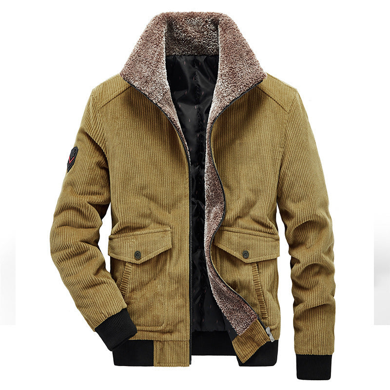 Men's cord field jacket with Sherpa inner lining, stand-up collar and patch pockets Chichicherry