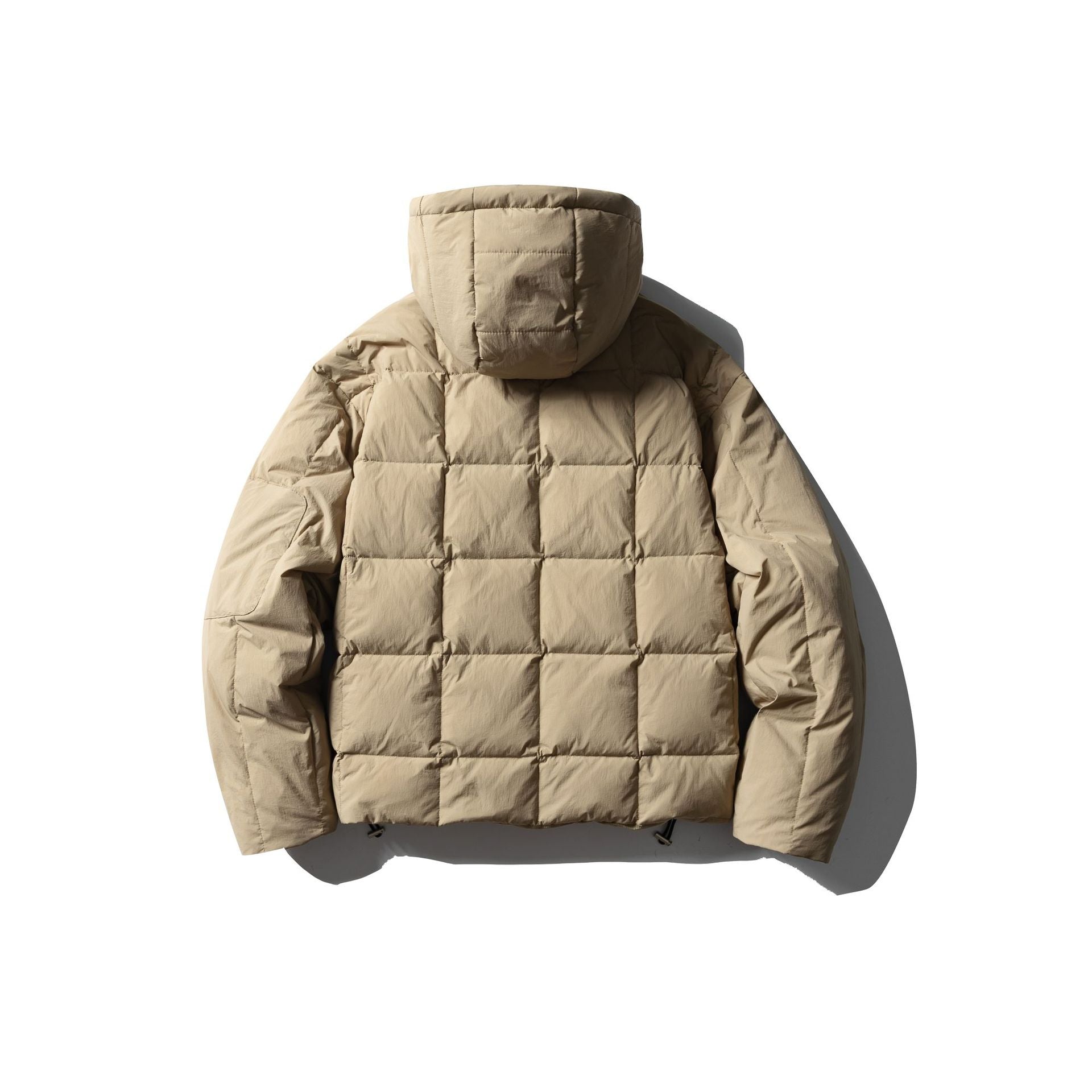 Men's Padded Hooded Anorak with Check Quilting, High Collar and Utility Arm Pocket Chichicherry