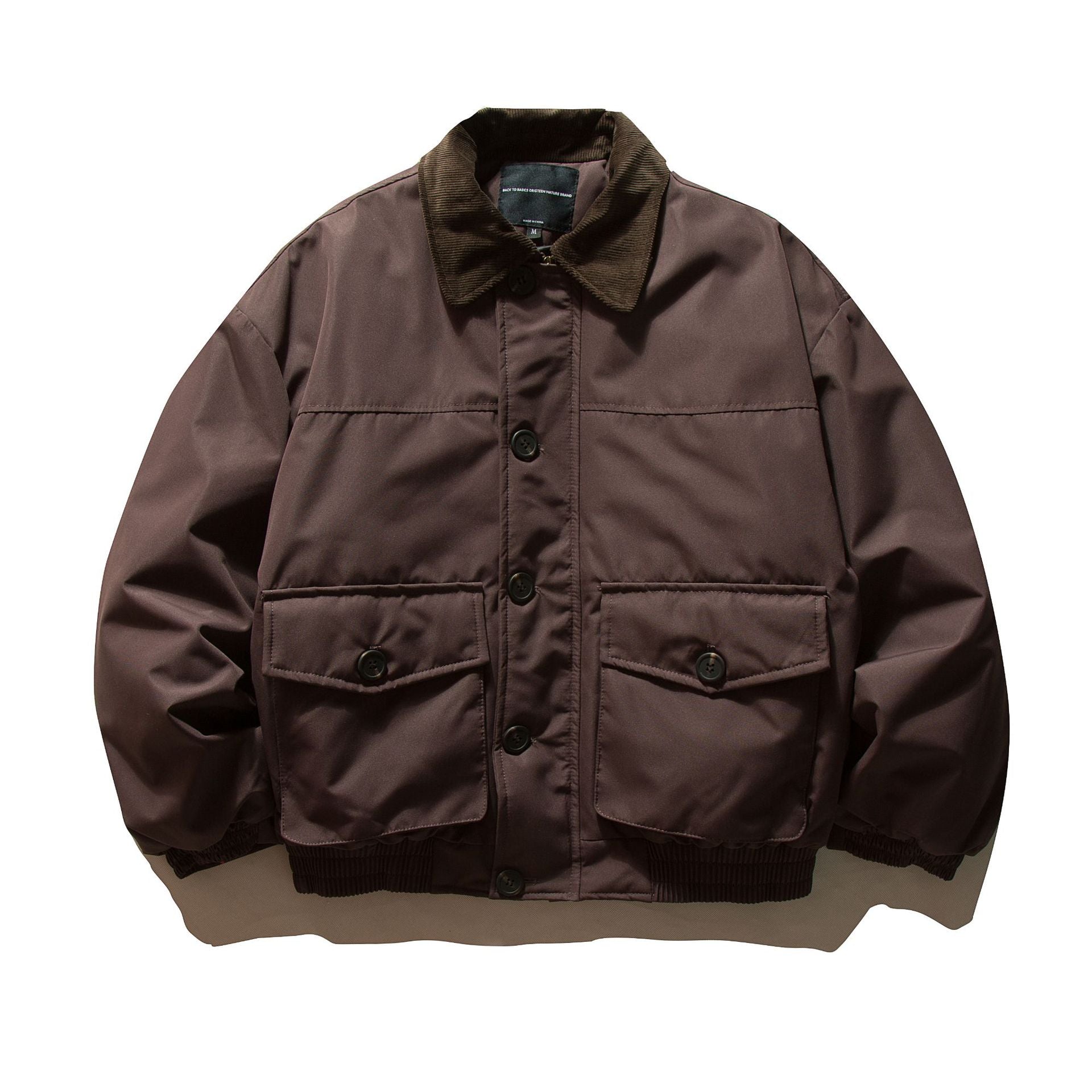 Men's short-cut thermal insulated field blouson with cord collar and spacious flap pockets Chichicherry