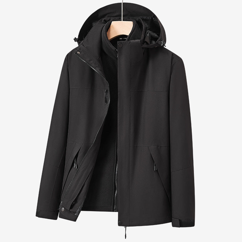 Unisex two-layer water-repellent outdoor jacket with hood and color block design Chichicherry