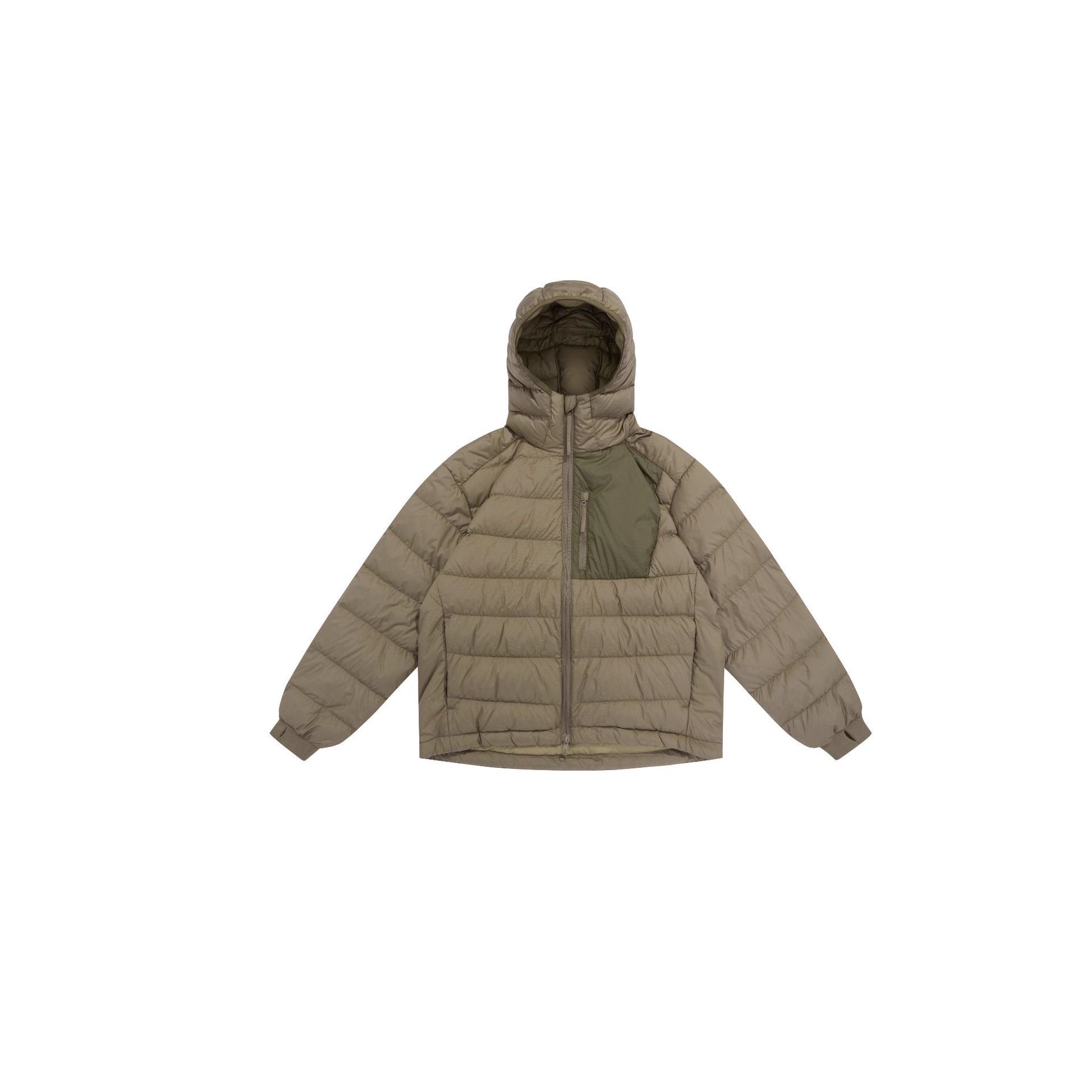 Men's lightly padded hooded jacket in boxy cut with technical inserts Chichicherry