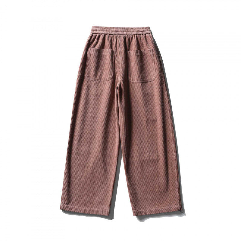Unisex Wide Cord Pants in Relaxed Fit with Elastic Waistband, Drawstring and Straight Leg Chichicherry