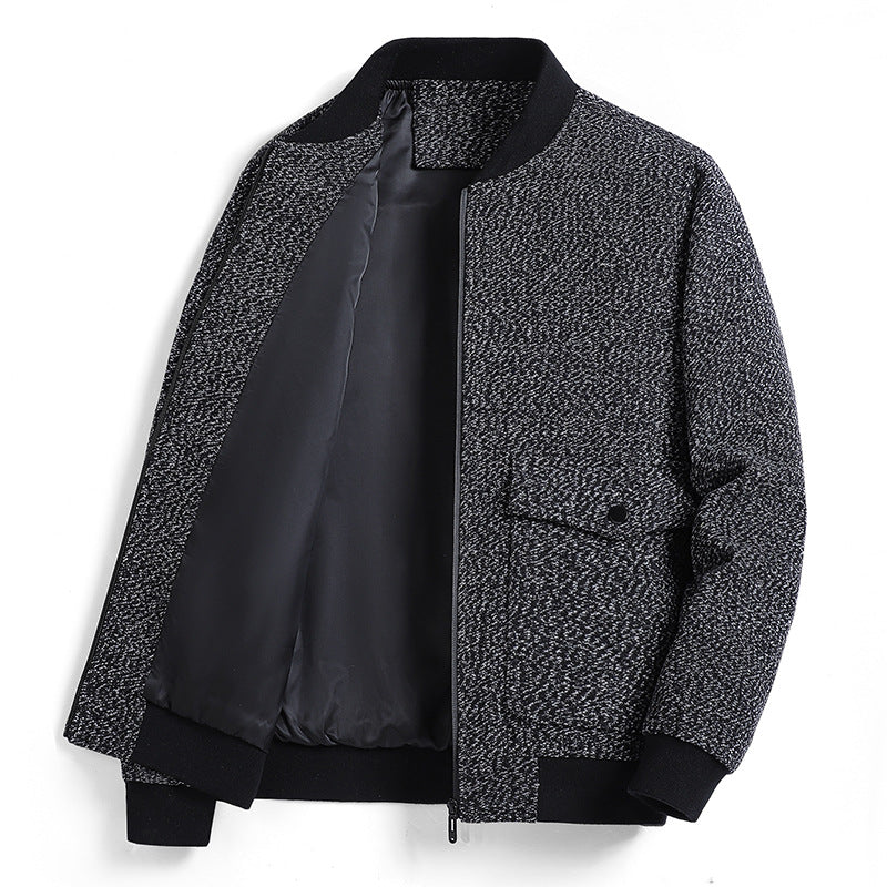 Men's Structured Bomber Jacket with Quilted Lining and Flap Pockets Chichicherry