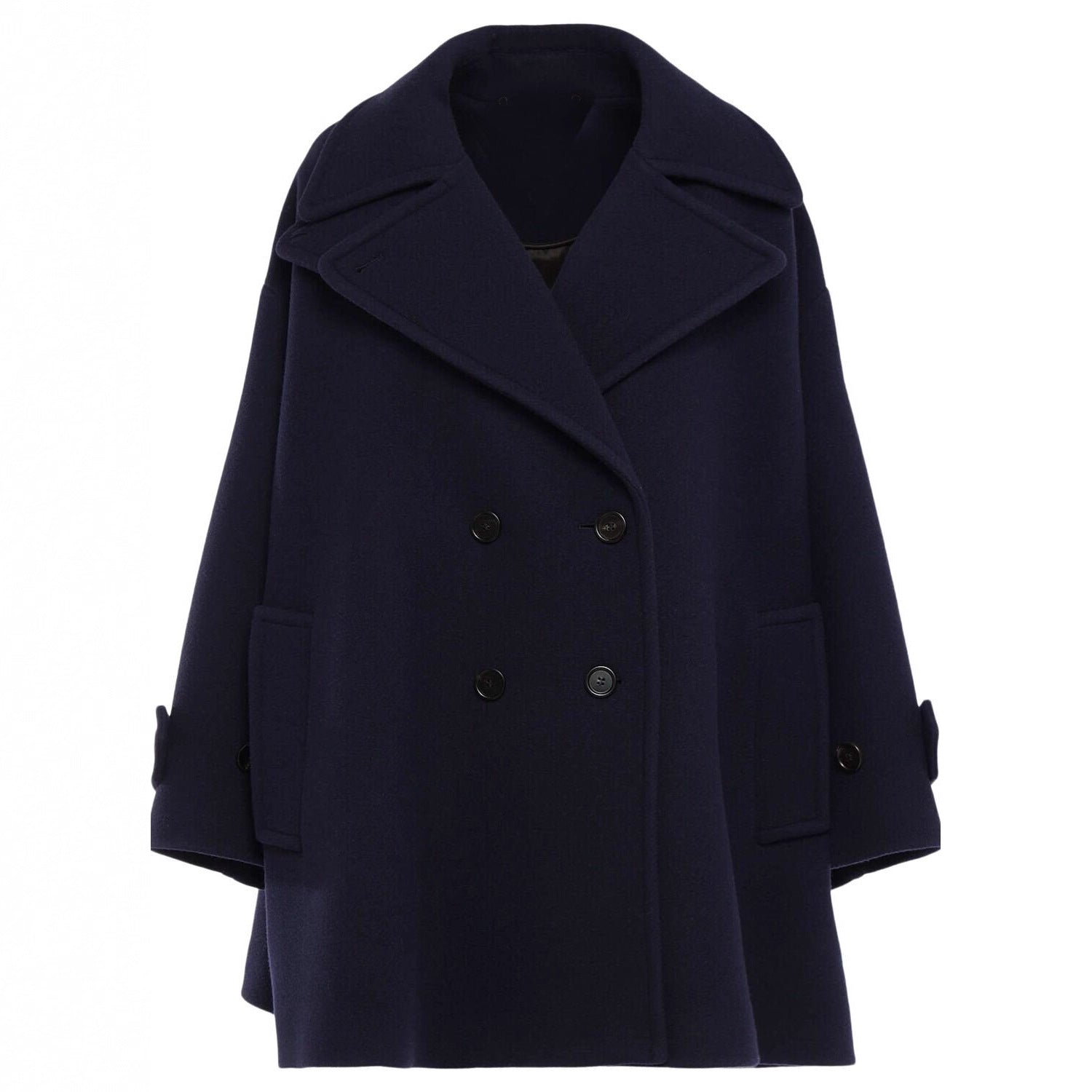 Women's Oversized Cape Coat with Double-Breasted Closure and Wide Lapels Chichicherry