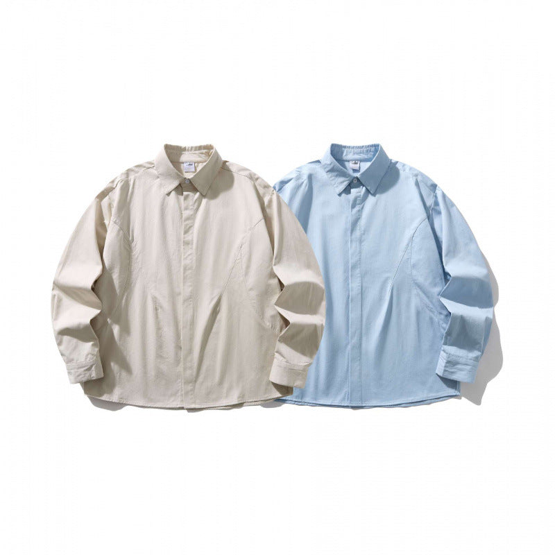 Unisex Oversized Shirt Jacket with concealed button placket, boxy silhouette and rounded hem Chichicherry