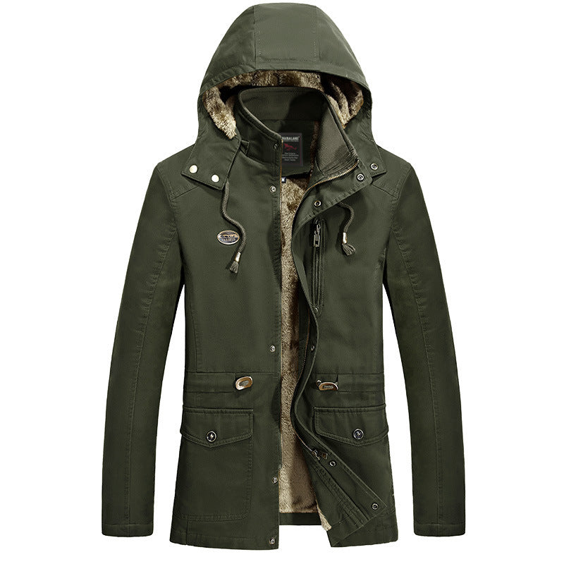 Men's field parka in utility look with teddy fleece hood, drawstring and multifunctional pockets Chichicherry