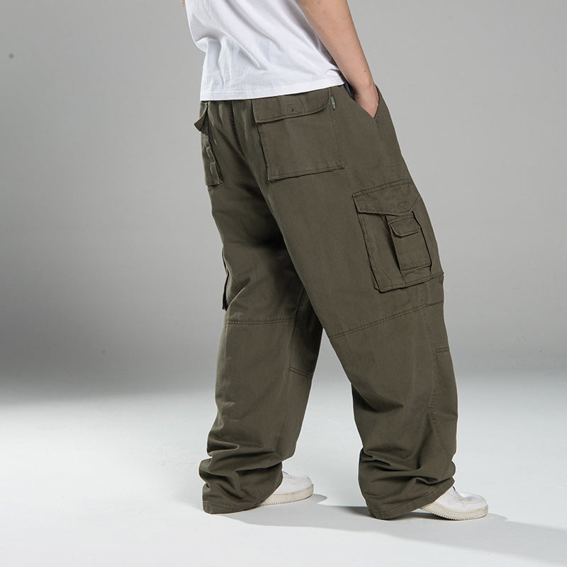 Men's Oversized Cargo Pants with Wide Leg, Multiple Pockets and Reinforced Seams Chichicherry