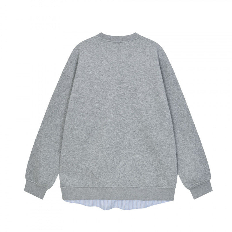 Women Oversize Sweatshirt with integrated shirt insert and visible button placket Chichicherry