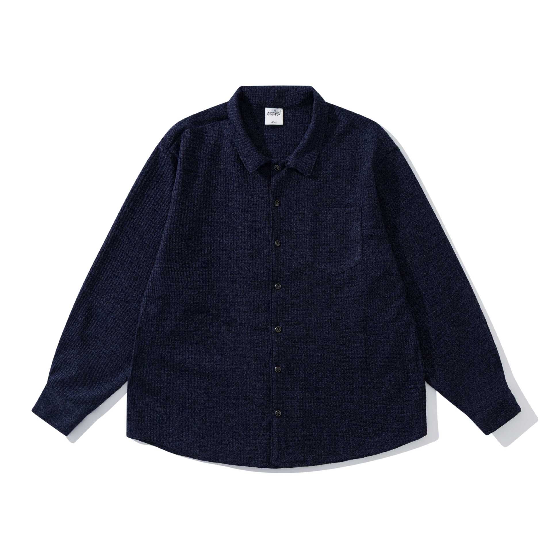 Unisex structured knit shirt jacket with Kent collar and applied chest pocket Chichicherry