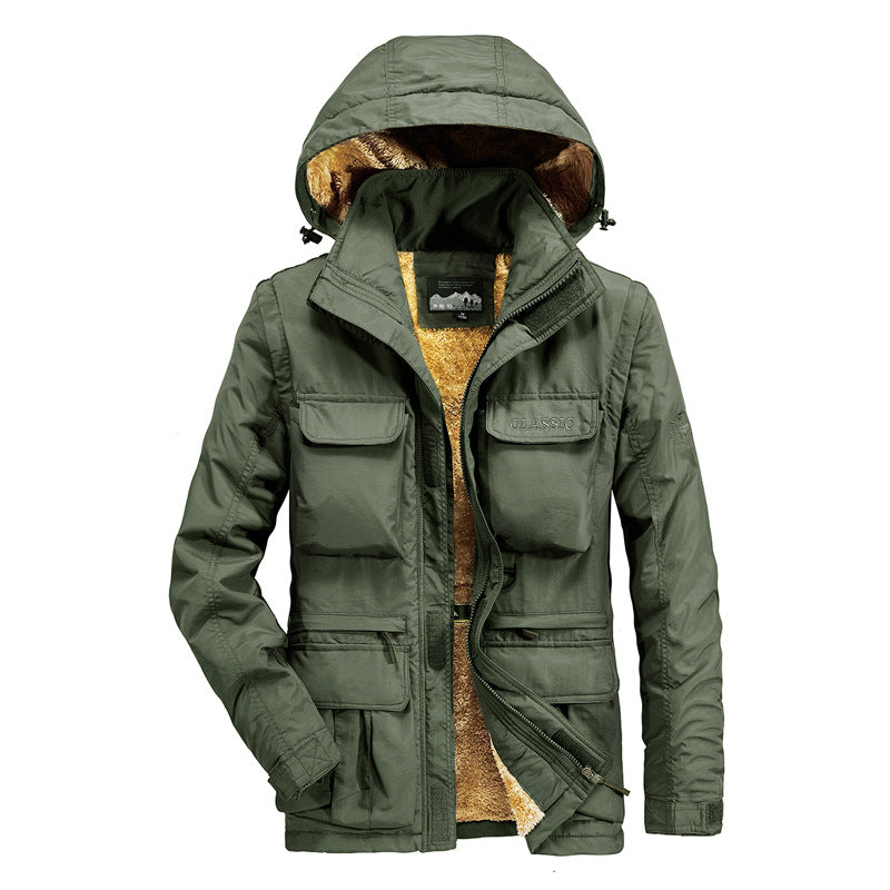Men's thermal parka with teddy fleece lining, hood and multifunctional pockets Chichicherry