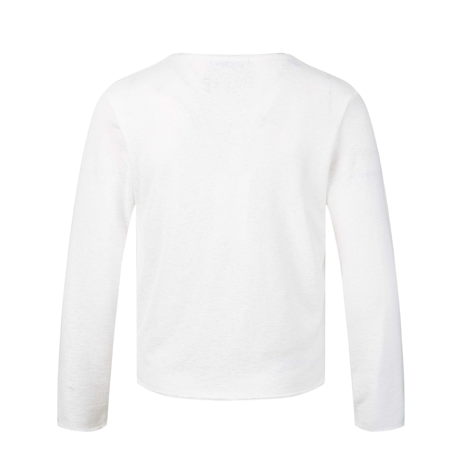 Unisex Long Sleeve Fine Knit Shirt with Crest Print Chichicherry