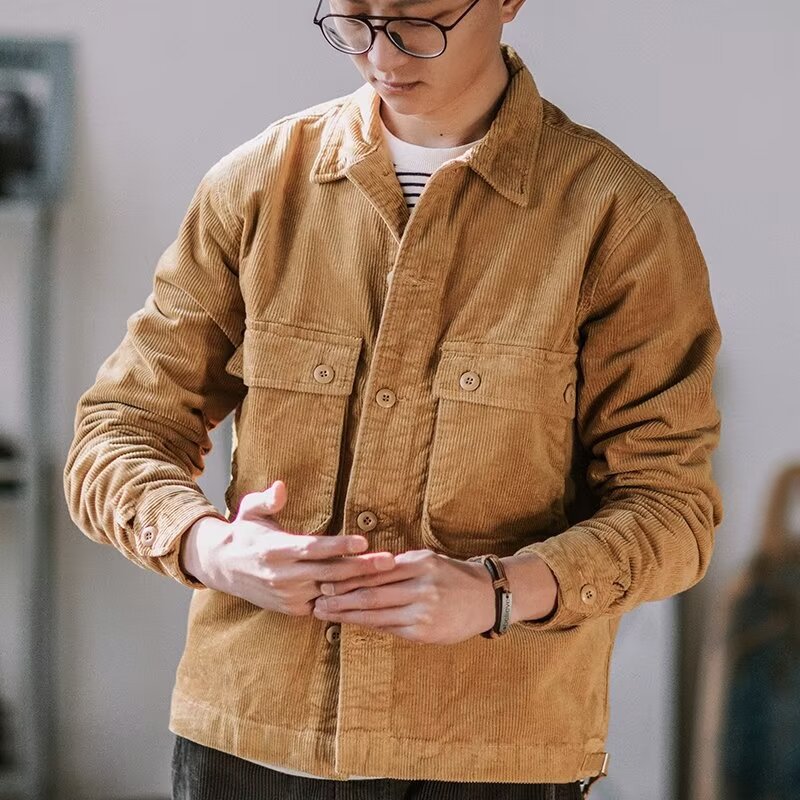 Herren Robustes Kord-Overshirt im Worker-Look mit aufgesetzten Pattentaschen Chichicherry