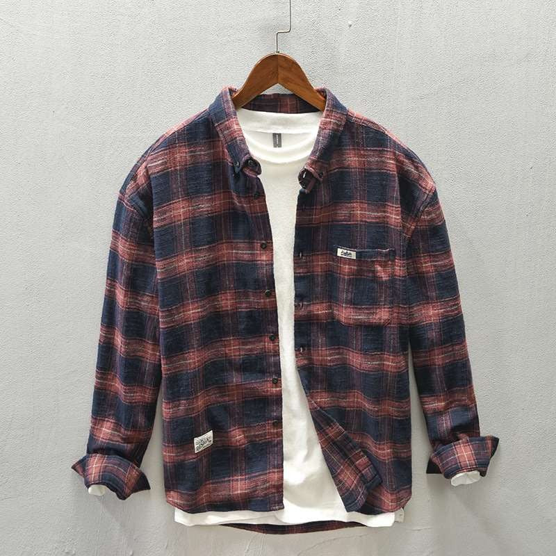 Herren Legeres Karo-Flanell-Overshirt aus weichem Baumwollmix mit Brusttasche Chichicherry