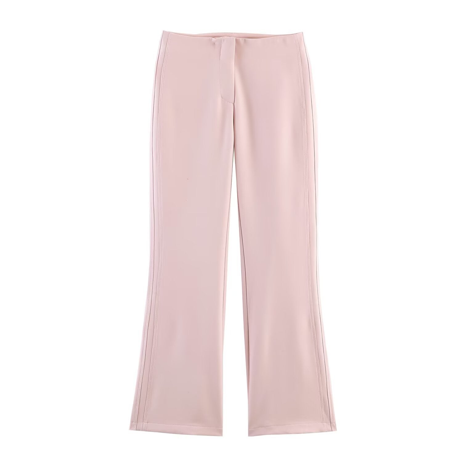 Women High-waisted Flared Trousers with Seam-Emphasized Sides and Stretch Chichicherry