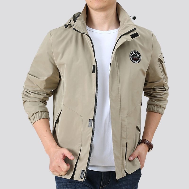 Men's Lightweight Urban Softshell Hoodie with Arm Pocket and High Stand Collar Chichicherry