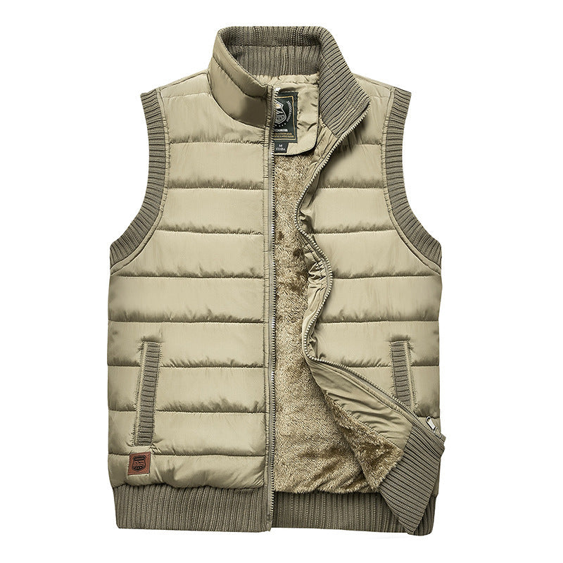 Men's Padded Thermal Puffer Vest with Teddy Fleece Lining and Ribbed Cuffs Chichicherry