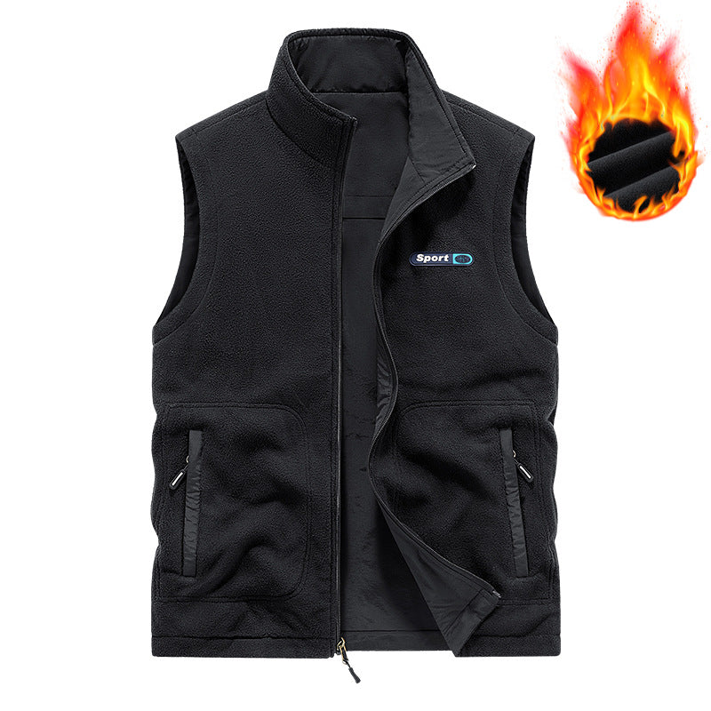 Men's Insulated Outdoor Thermal Vest with Fleece Lining, Zipper Pockets & Windproof Exterior Chichicherry
