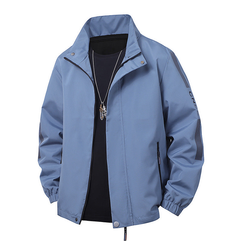 Men's minimalist technical leisure jacket with high collar, concealed zipper, and elastic cuffs Chichicherry