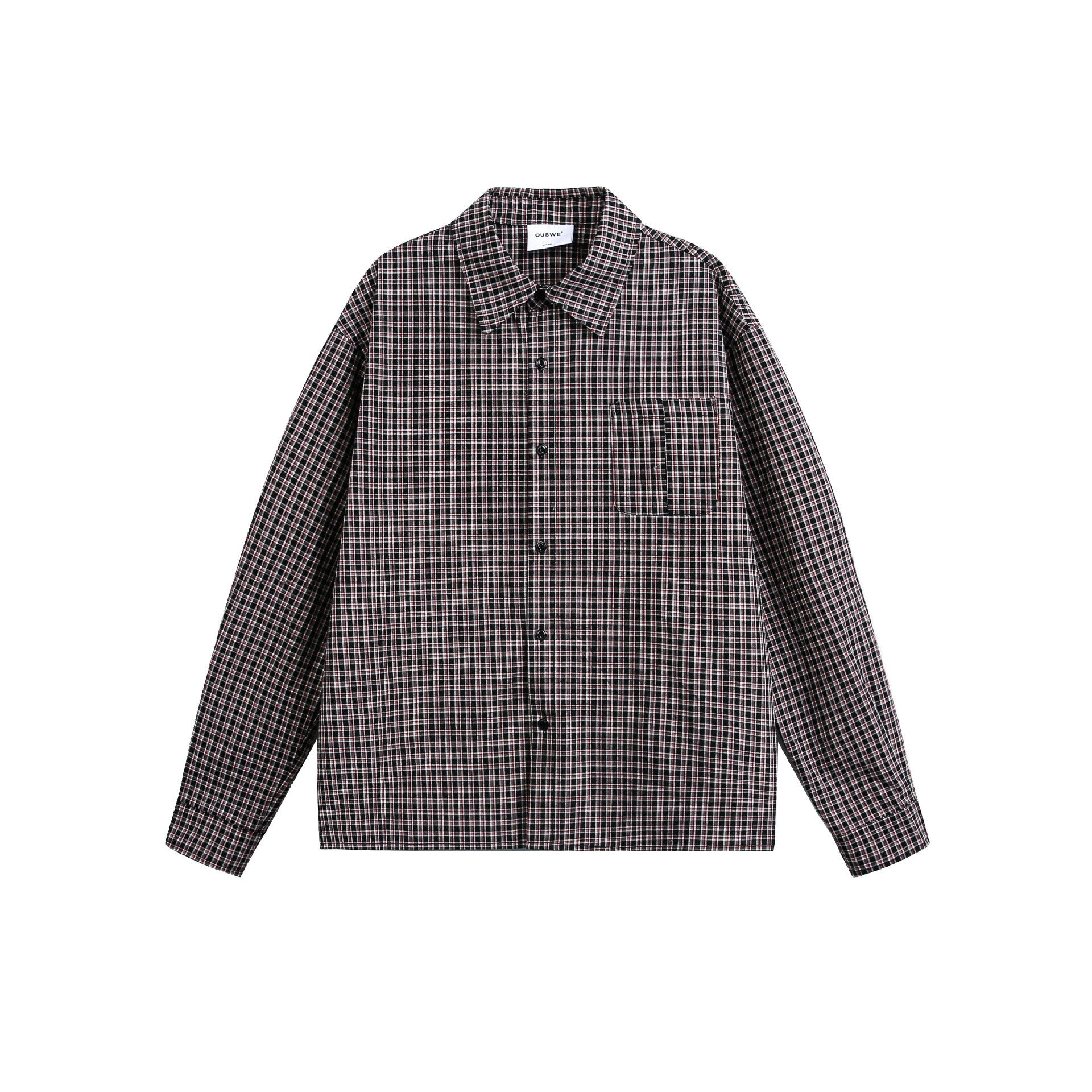 Men's Lightweight Checkered Shirt Jacket in Boxy Cut with Applied Chest Pocket Chichicherry