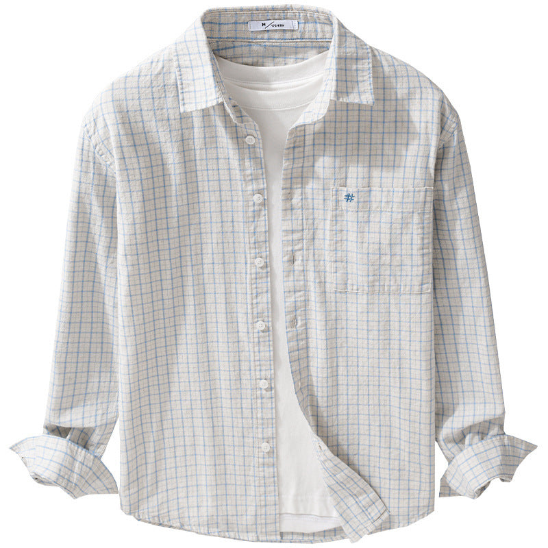 Men's Checked Lightweight Cotton Shirt with Chest Pocket and Relaxed Fit Chichicherry