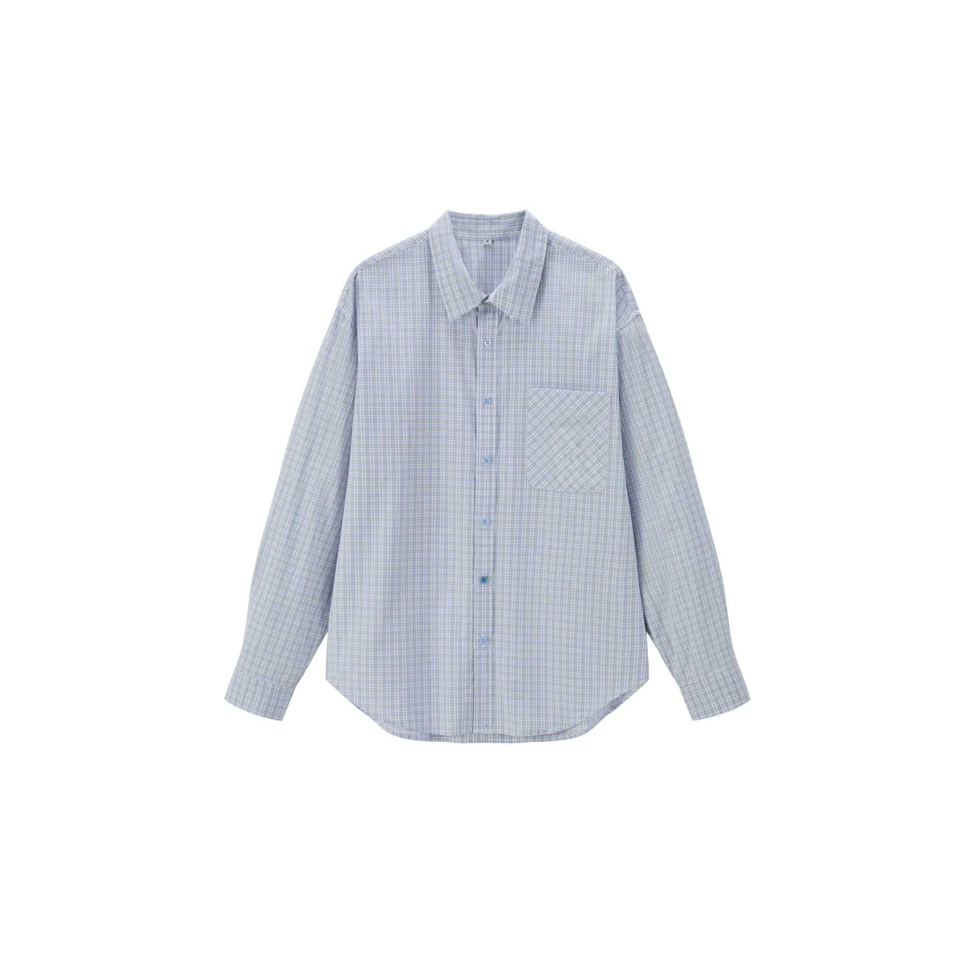 Unisex Oversized Check Shirt with Boxy Cut and Applied Chest Pocket Chichicherry