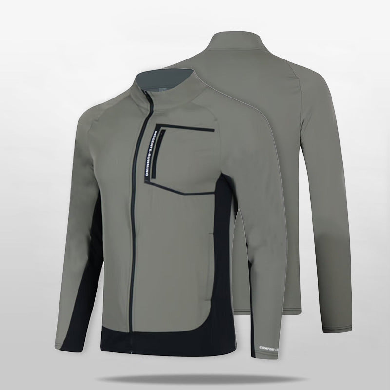 Men's breathable windproof running softshell jacket with stand-up collar and chest pocket Chichicherry