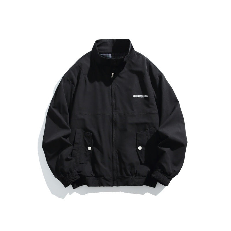 Men's Casual Boxy Blouson made of structured microfiber with stand-up collar, zipper and patched flap pockets Chichicherry