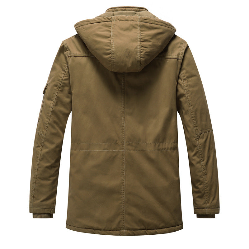 Men's canvas parka with quilted thermal lining, faux fur inner lining, and hood Chichicherry