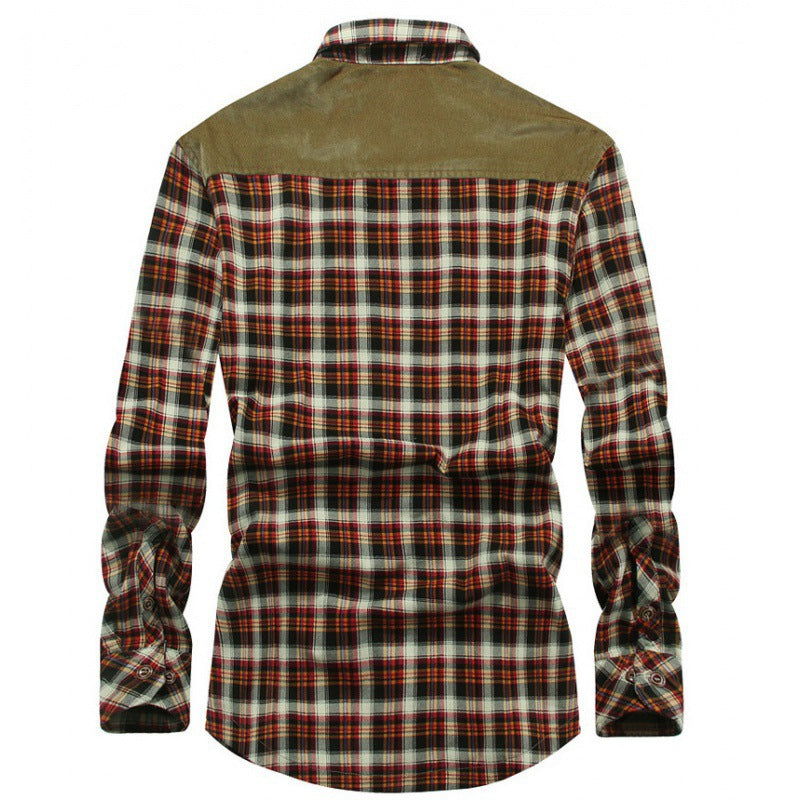 Men's checked thermal shirt with teddy lining, cord trim and chest flap pockets Chichicherry