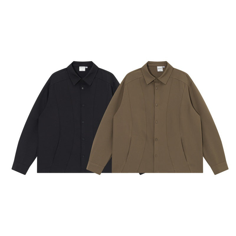 Unisex Boxy Shirt Jacket with minimalist dividing seams and concealed pockets Chichicherry