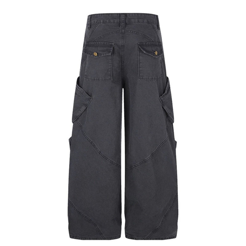 Women Wide High-Waist Cargo Culotte Pants with Multi-Pockets Chichicherry