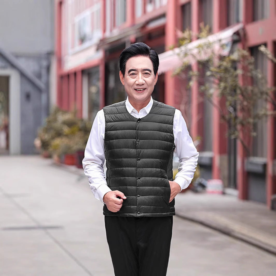 Men's ultra-light padded thermal vest with round neck and snap button closure Chichicherry