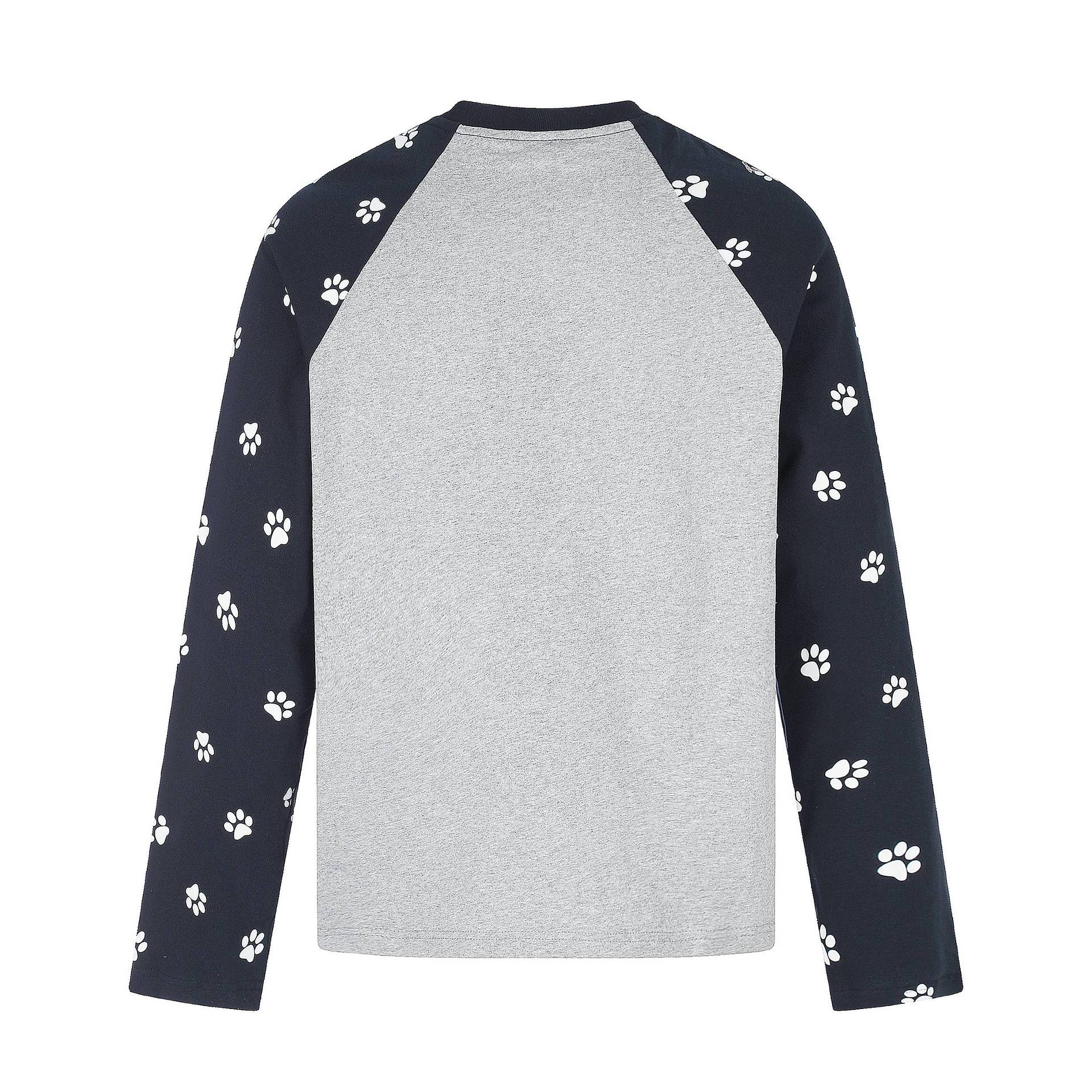 Women’s Long Sleeve Raglan Shirt with Dog Slogan and Paw Print Pattern Chichicherry